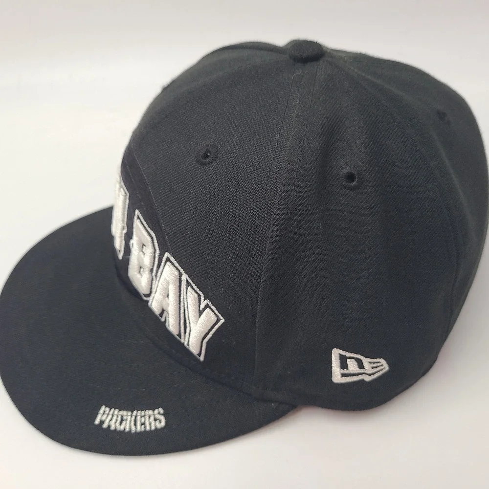 Green Bay Packers Hat Fitted 7 1/2 New Era 59Fifty Black‎ White NFL Football Men